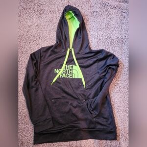 The North Face Black and Neon Green Hoodie Size Large